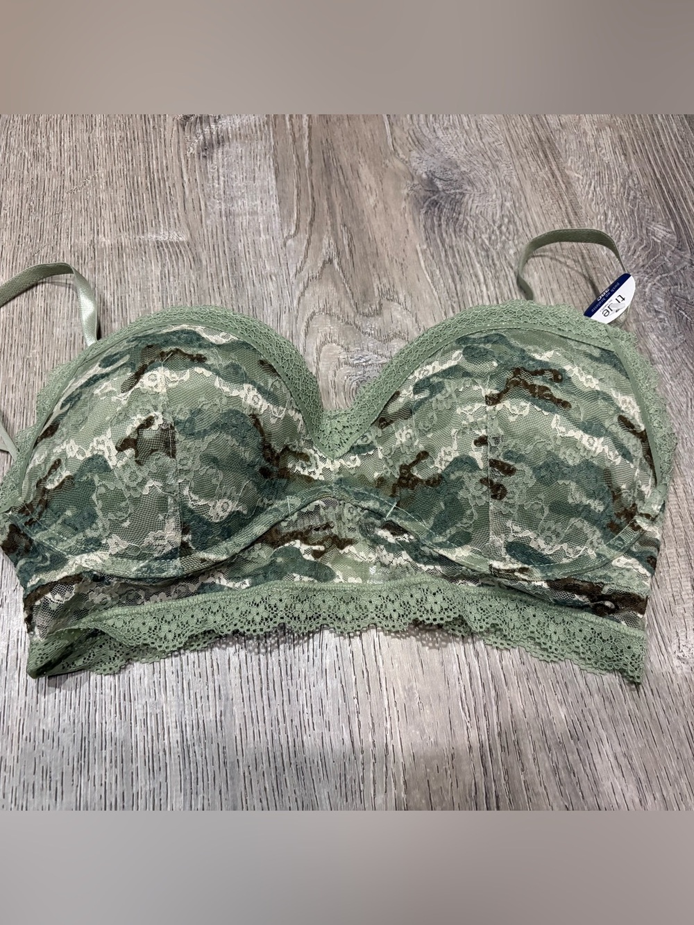 NWT. True by rue21. Lace-Trim Padded Bralette in Sage Green.